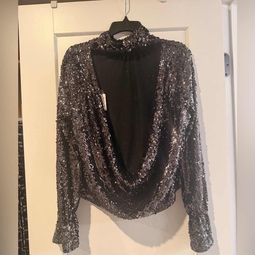 New with tags! Free People Moonstruck Open Back Sequin Top